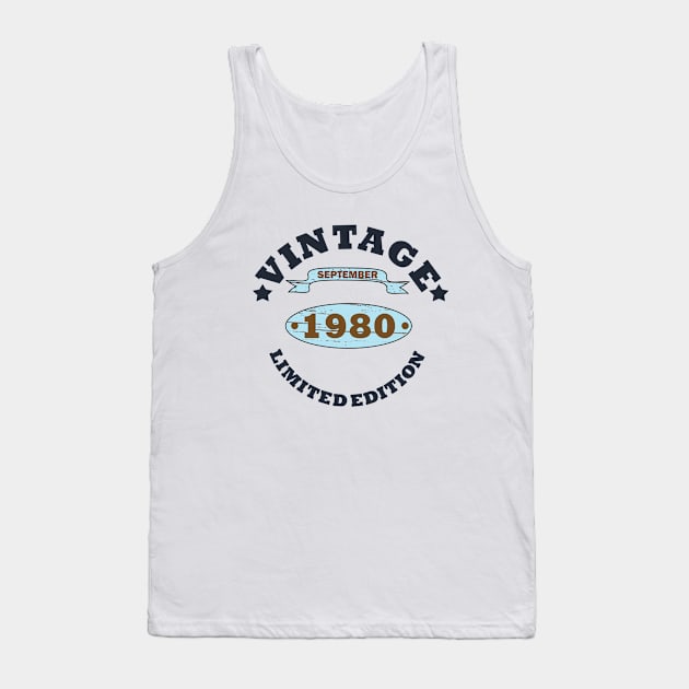 born in september 1980 vintage birthday Tank Top by omitay